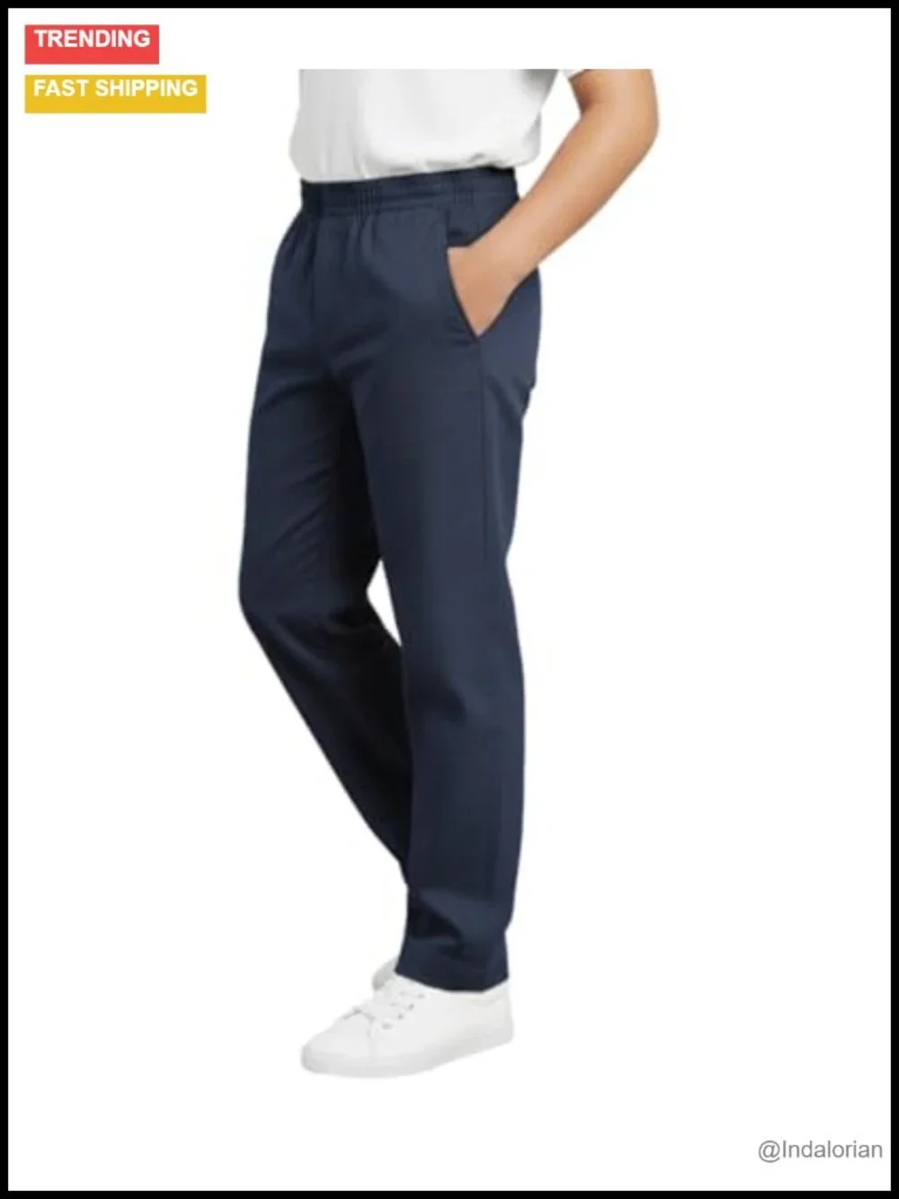 Boys Pull-On Elastic Waist School Uniform Pants with Pockets, Cotton Blend